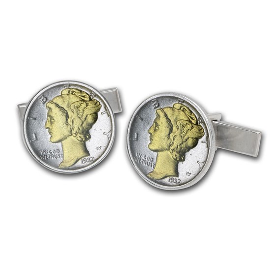 U.S. Mercury Dime Sterling Silver Cuff Links U.S. Mercury Dime Sterling Silver Cuff Links